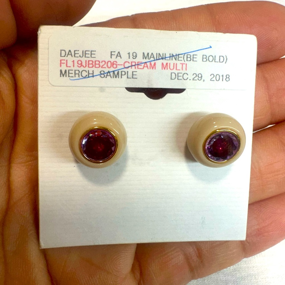 Kate Spade New York Jelly tan Resin Zircon color purple Earrings. New - Picture 1 of 3